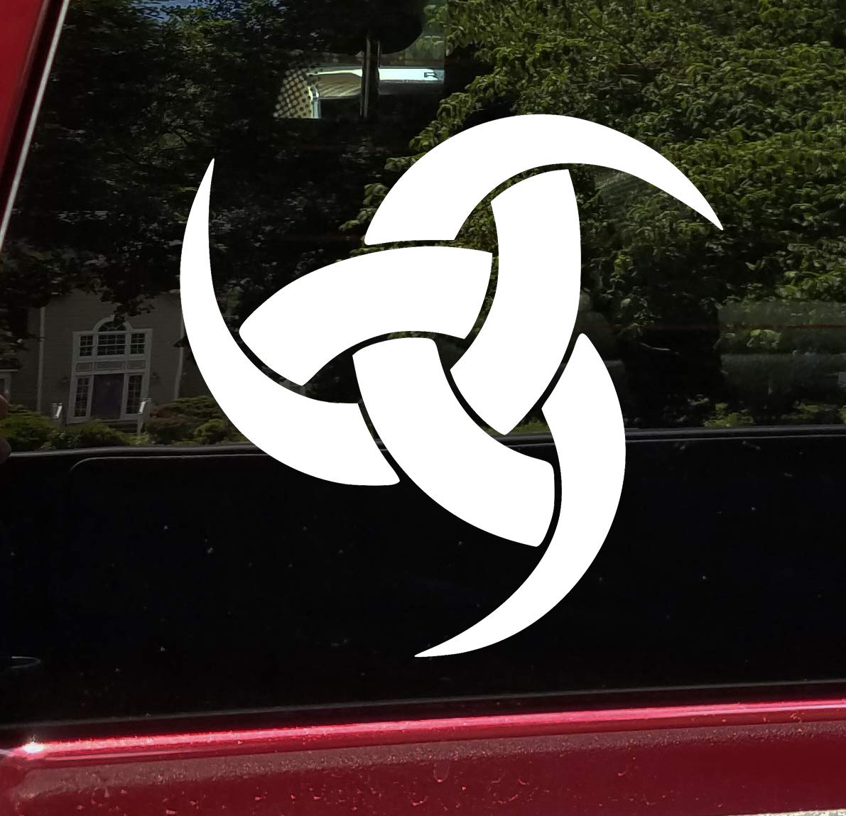 White - Odin's Horn Vinyl Decal - Triple Horn Horned Triskele Norse Mythology - Die Cut Sticker - 4w x 4h inches