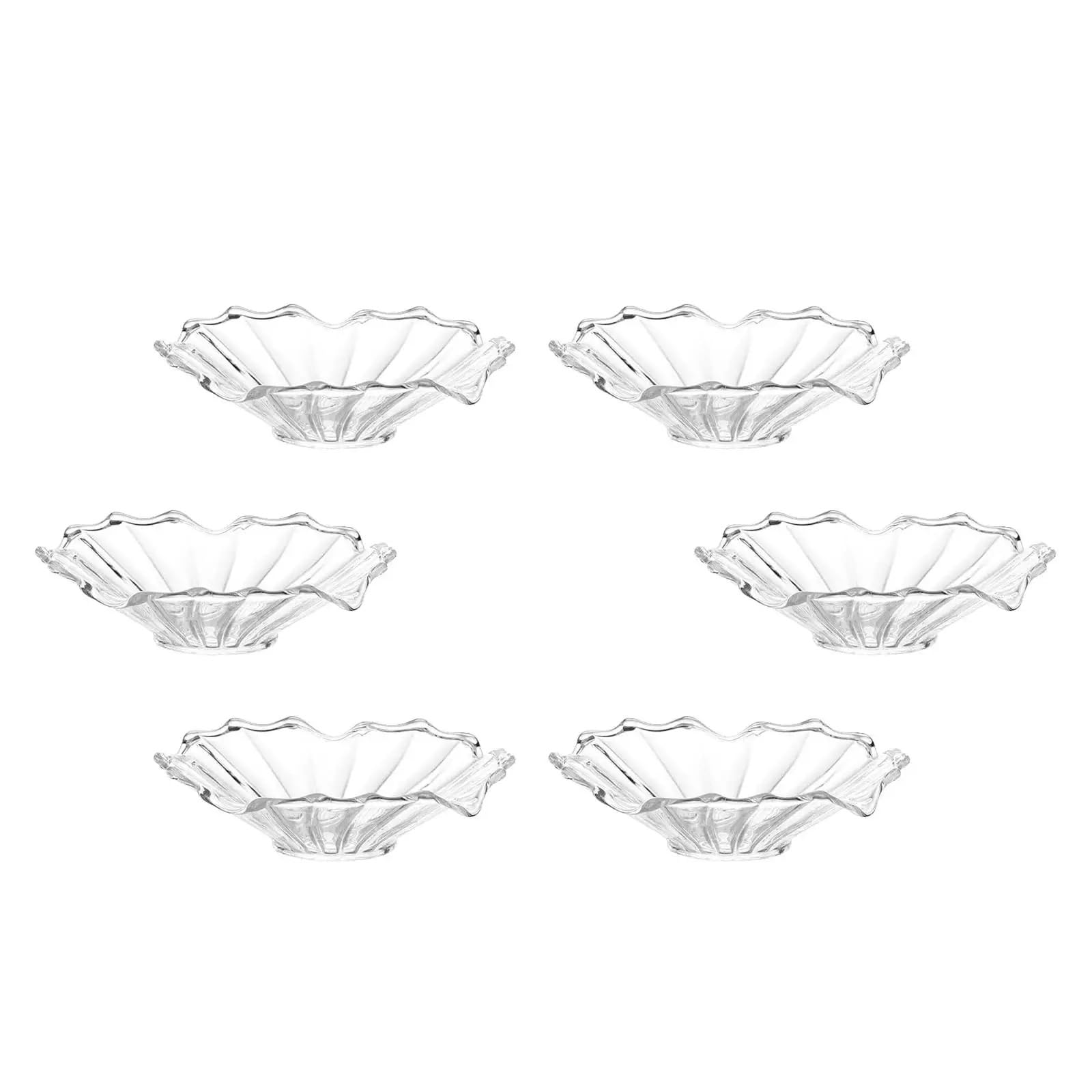 Candle Drip Protectors 6-Pack Glass Taper Candle Drip Trays, Bobeches for Candlelight Setting(Ribbed Petal)