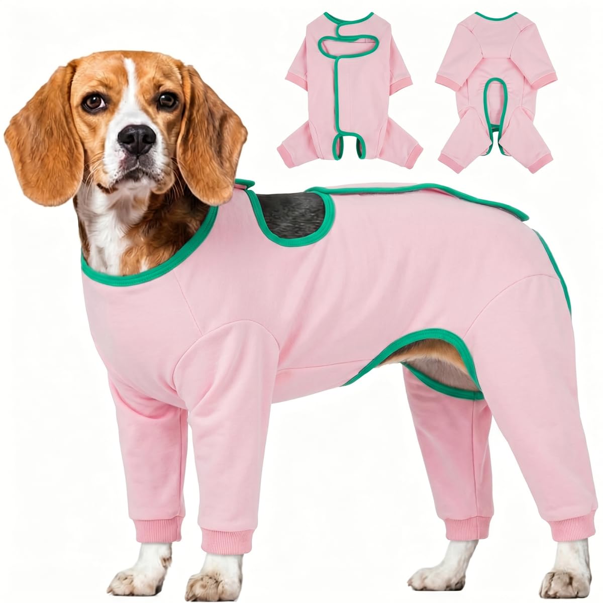 IECOii Dog Recovery Suit Post Op,Comfy Dog Surgical Recovery Suit Long Sleeve,Full-Body Dogs Pajamas for Anti Shedding,DogOnesie Medical Vest Prevent Licking,Dog Leg Brace,Cone Alternative,Pink,M