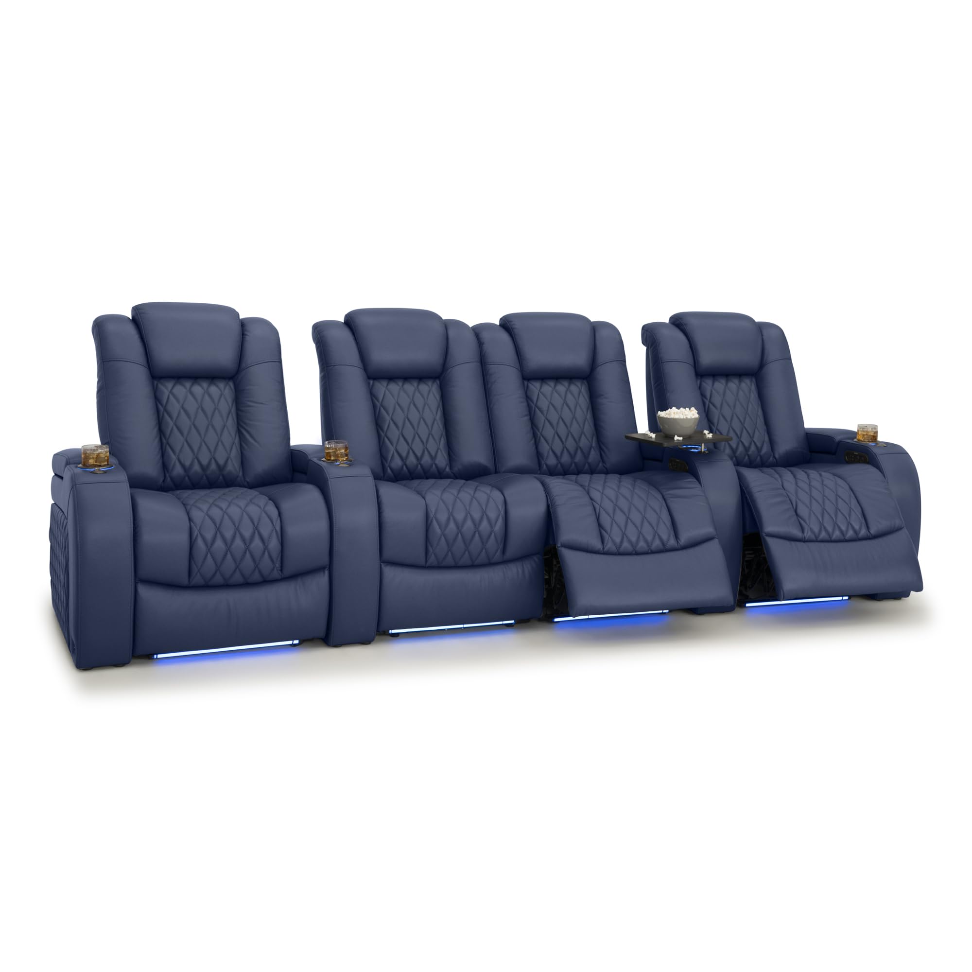 Seatcraft Diamante Home Theater Seating Navy Blue Row of 4 Middle Loveseat
