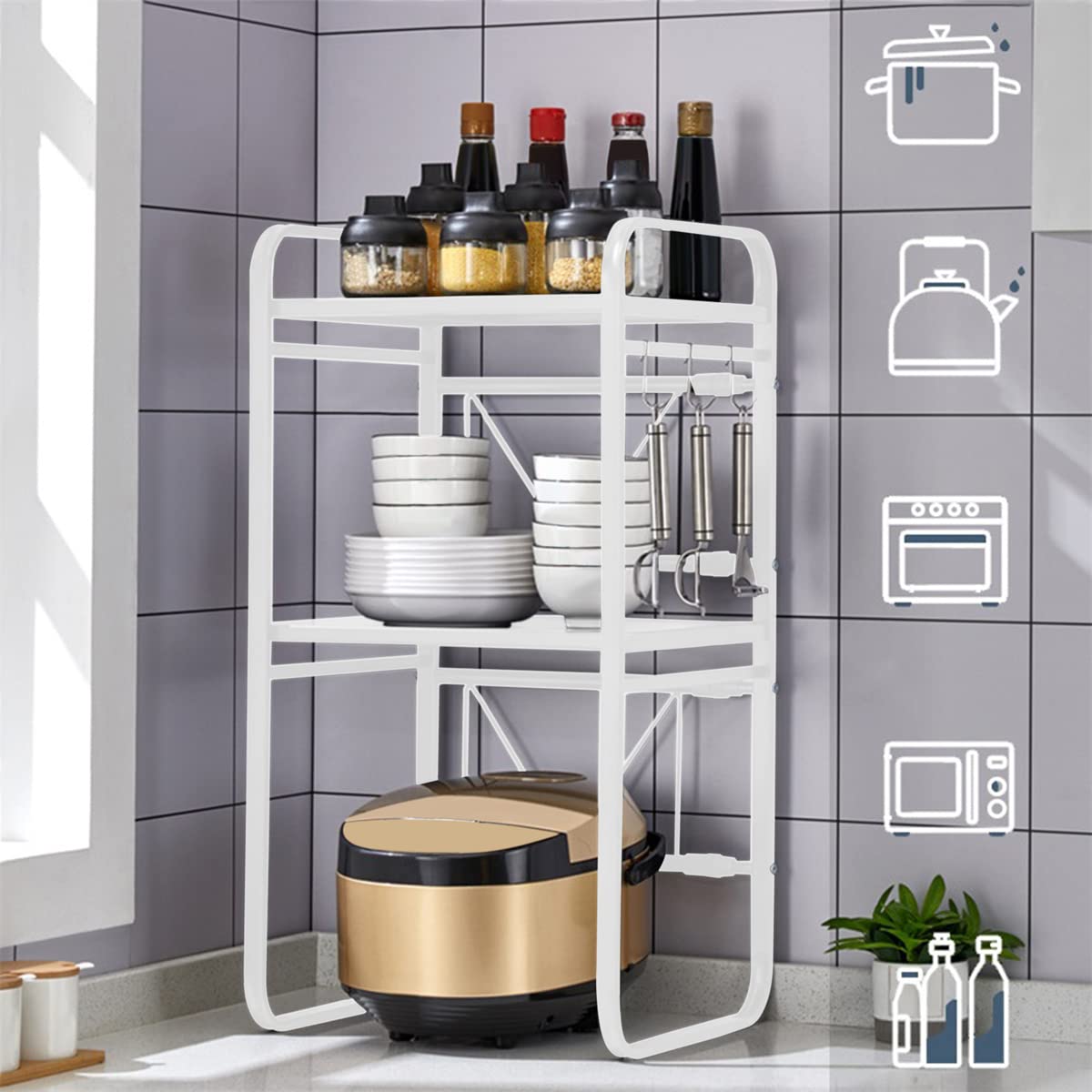 Convertable Rack For Rice Kitchen Worktop Organisers Redwestmelon Kitchen Microwave Oven Rack ...