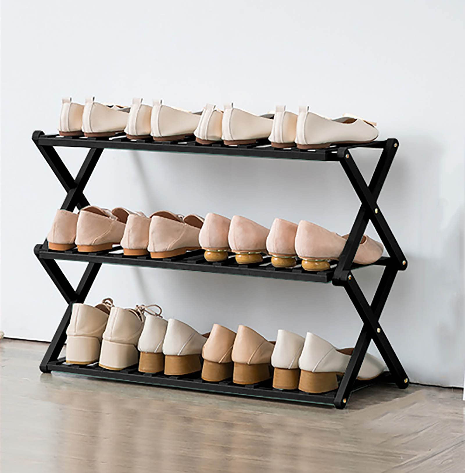 Scarpiera Pieghevole 7 Livelli In Bambù - Scaffale Autoportante Salvaspazio Per Ingresso - Foto 3