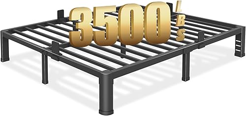 Base de cama de tamaño completo de 10 pulgadas con patas de esquinas redondeadas y agujero para cabecero, tope deslizante de colchón, plataforma de