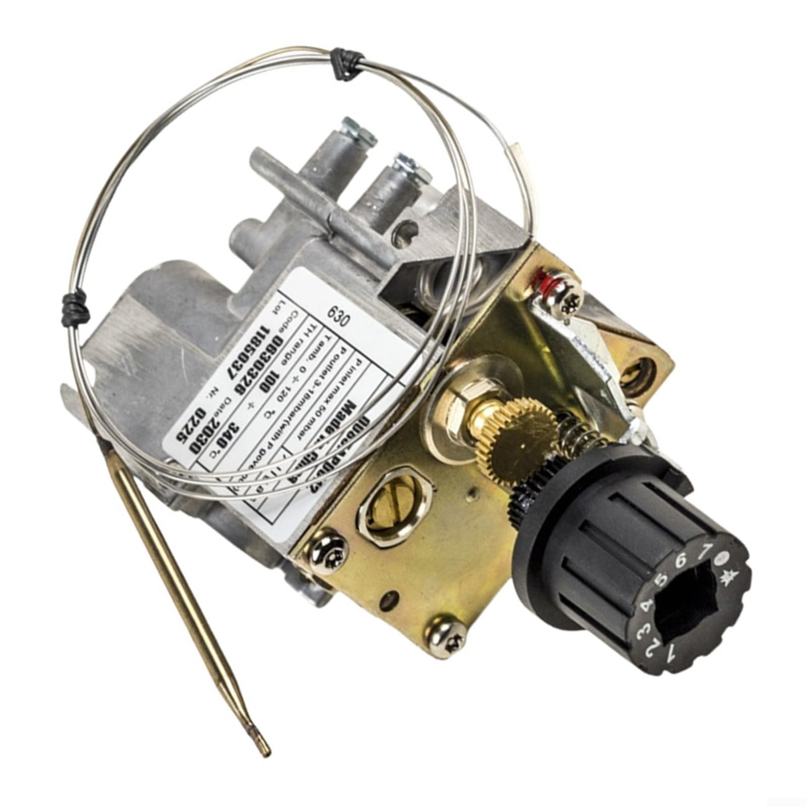 FUBESK Válvula de control de temperatura de gas modelo 630, sonda de acero inoxidable, rango de 100-340 °C, para horno de vapor y parrilla de la serie ALPHA/BIFRONTE/GAMMA/OMEGA, entrada roscada G3/8