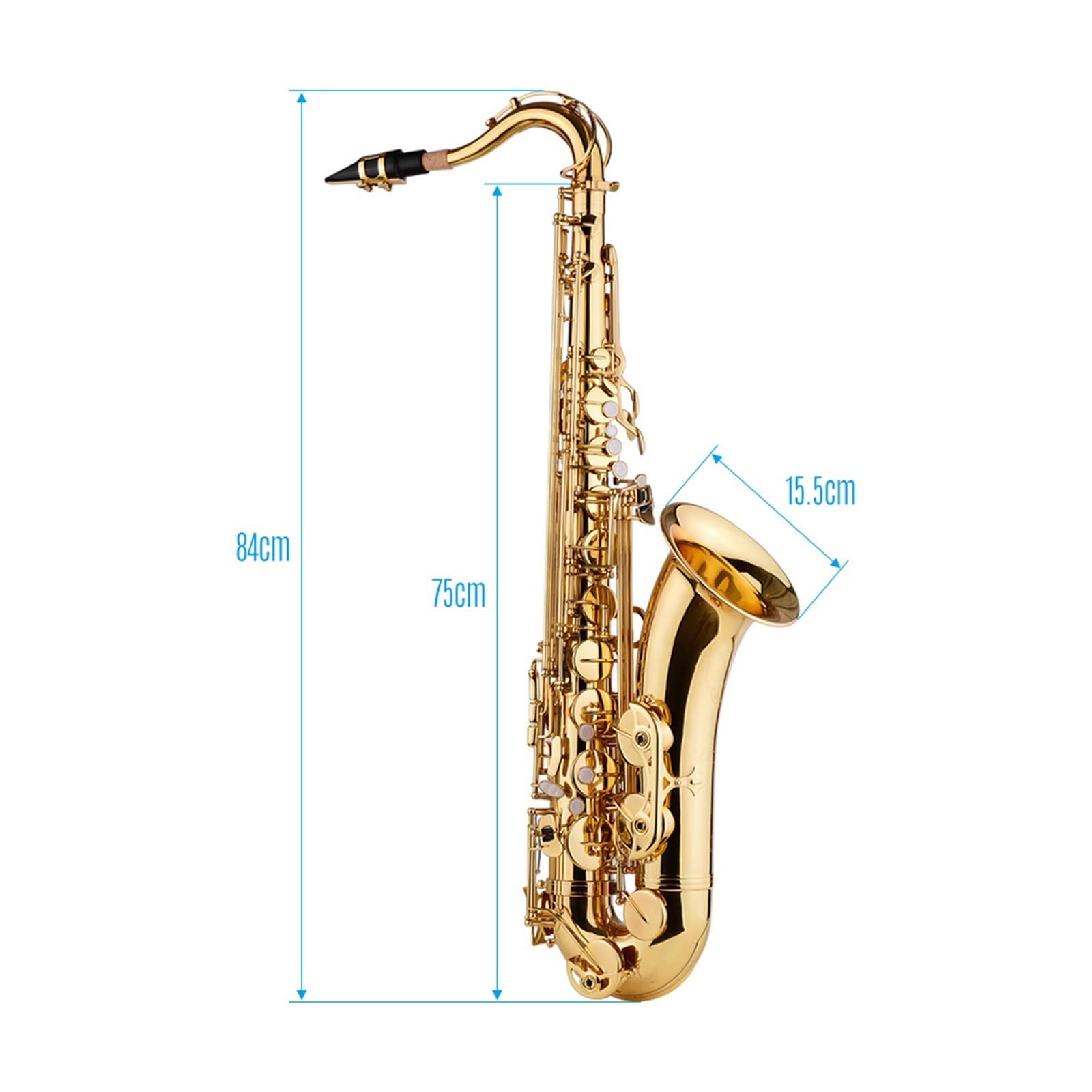 Strumento A Fiato in SIB Tenore Sassofono Corpo in Ottone Superficie Laccata Oro Sassofono principiante
