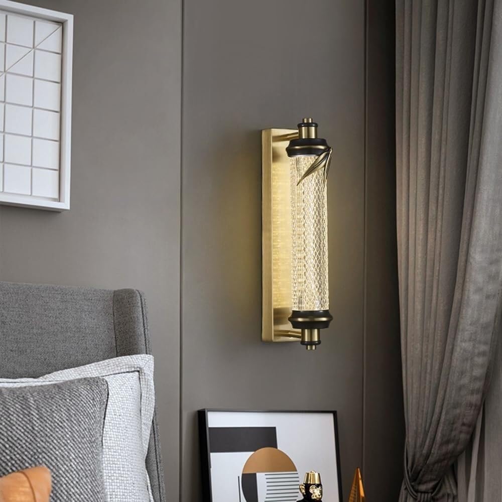 Applique da Parete per Interni in Ottone con Paralume in Acrilico Stile Cinese Moderno 10W LED 13,5 Cm Lampade da Parete per Camera da Letto Comodino Soggiorno