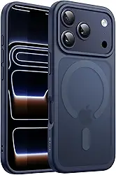 JETech Capa Magnética para iPhone 17 Pro Max 6,9 Polegadas Compatível com MagSafe, Case de Telefone Traseira Fosca Translúcida, Fina e Minimalista À Prova de Choque (Azul Escuro)