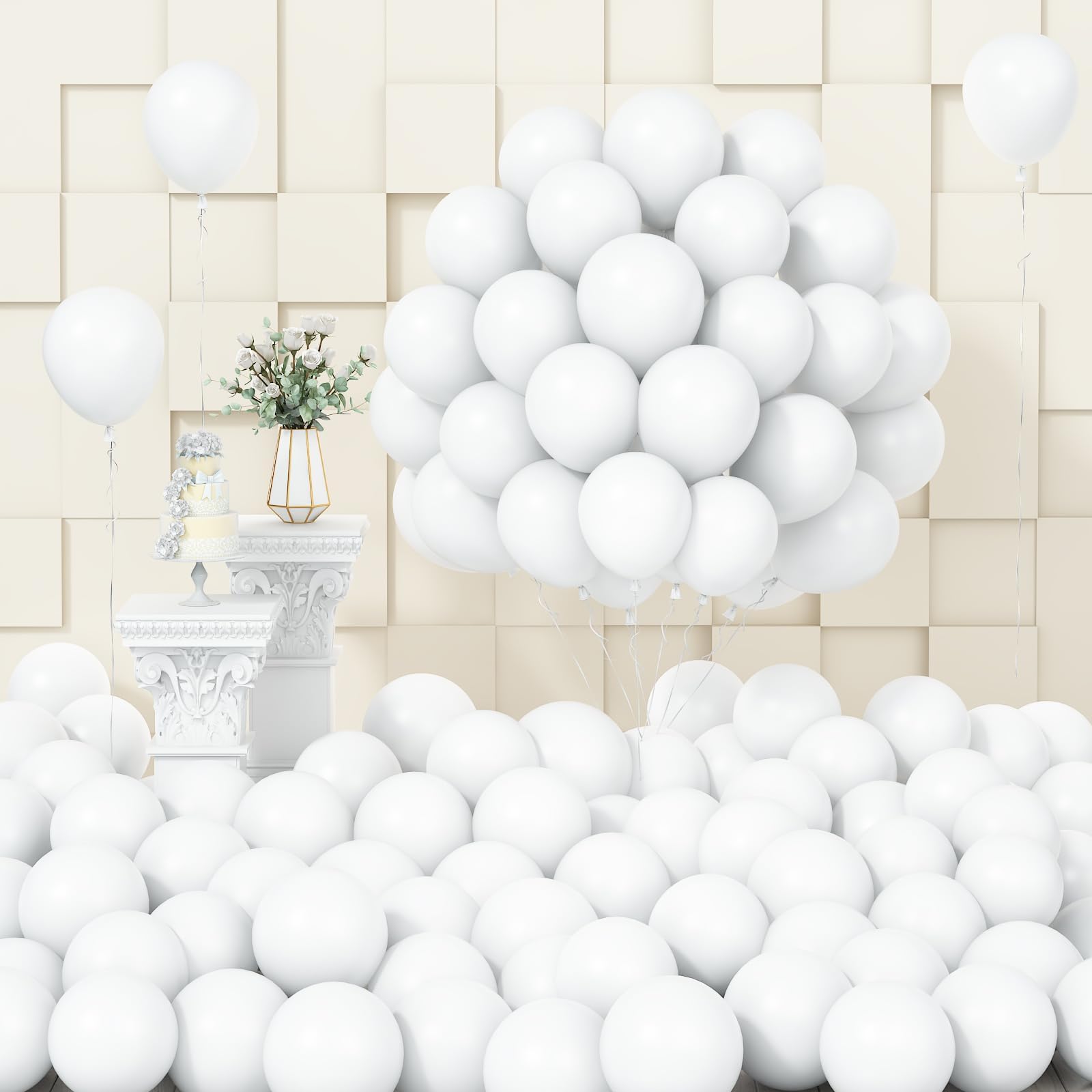 White Balloons, 100 Packs 5 Inch Matte, Small Latex for Wedding, Bridal, Birthday, Baby Shower, Graduation, Anniversary Party Decoration