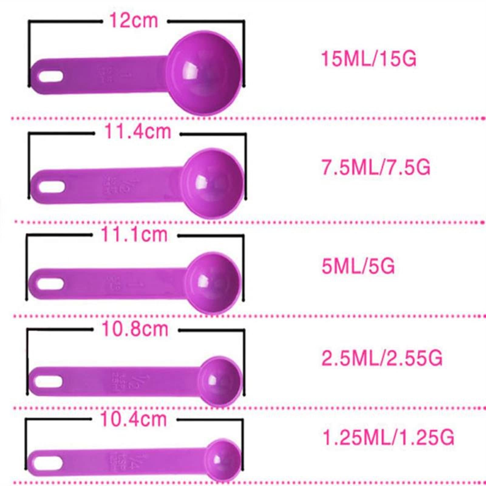 5 sztuk/zestaw Kuchenna miarka Łyżeczka Kawa Miarki do cukru ze skalą Narzędzia Łyżka Pieczenie Gotowanie Kuchnia (Kolor: 5 szt. Czarny) (5 szt. Czarny)