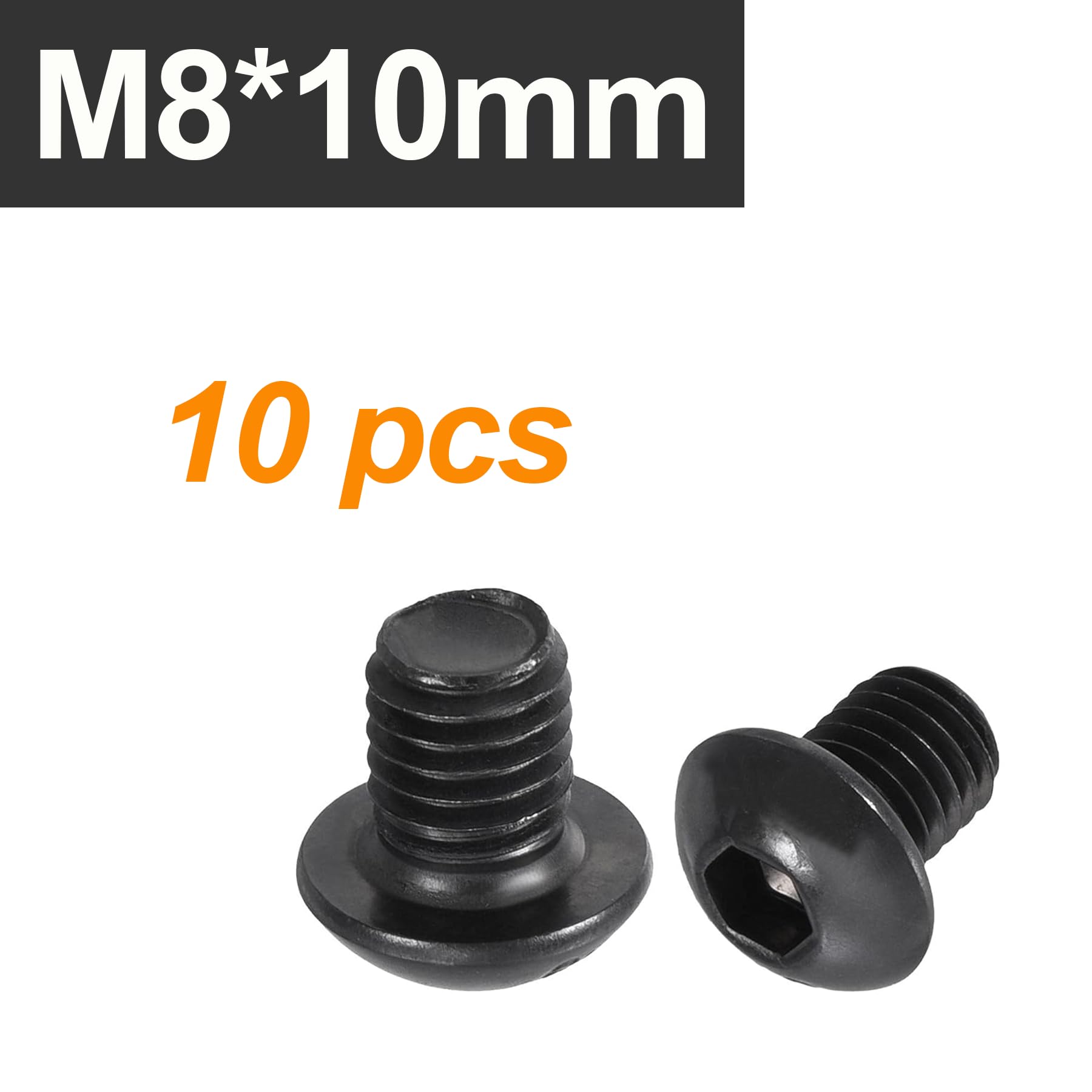 LEPEVNEY M8 x 10mm Alloy Steel Hex Socker Head Screws Thread Button Head Screw Bolt 10 Pcs, Black, M8 x 10mm - 10PCS - Image 2