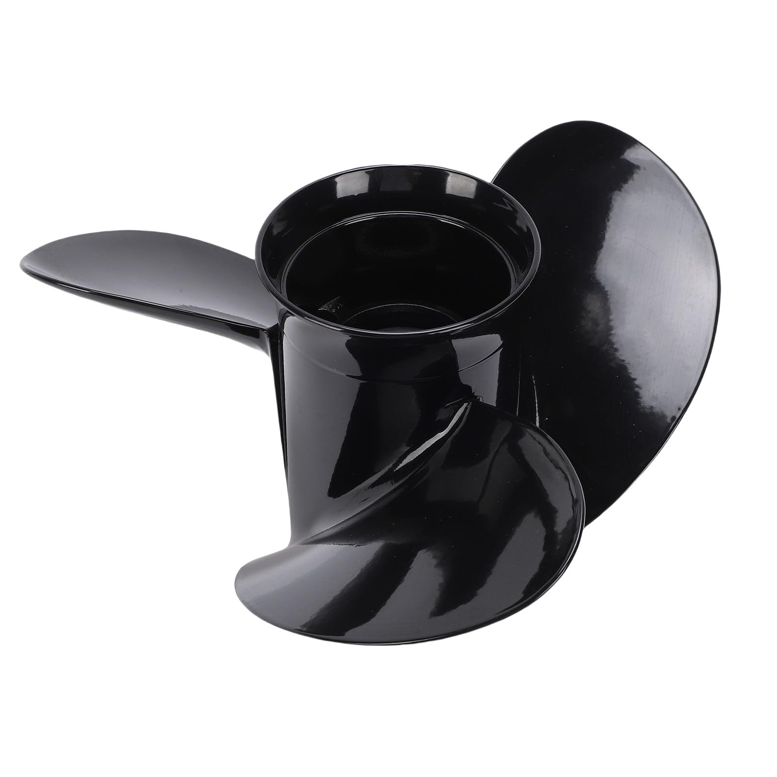 Fuoribordo 10 3/8 X 14 Ad Alta Resistenza Compatibile con Motori da 25-70, Leggera e Robusta, Design a 3 Pale per stabilità, Materiale in Metallo Nero