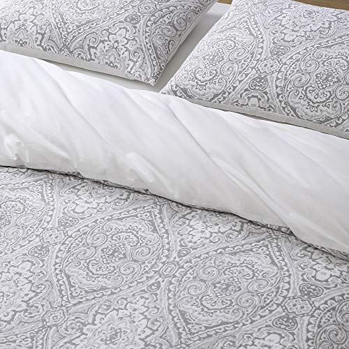 Brielle Home Lacy Medallion Printed Gauze Comforter Set, Grey, Full/Queen #TOP2