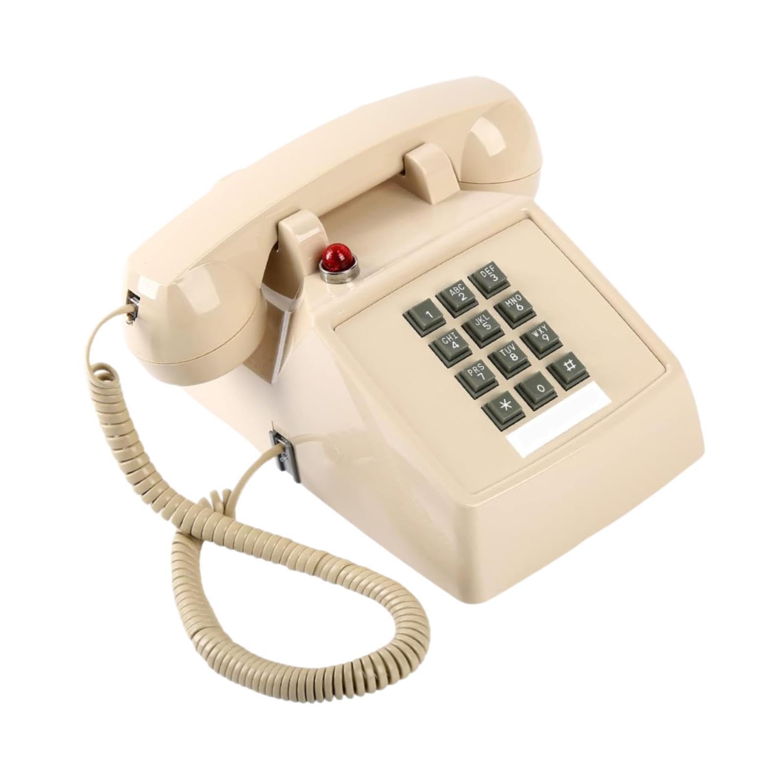 Retro Tischtelefon mit Schnur Und Robustem Metallfuß für Zuhause Und Hotel, 13 X 22,2 X 11,5 cm, Beige