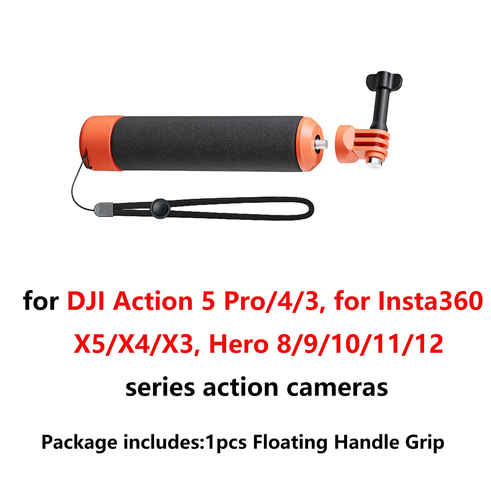 Mango flotante para cámara de acción DJI Action 5 Pro/4/3 para Insta360 X5/X4/X3 Hero 8/9/10/11/12, resistente al agua