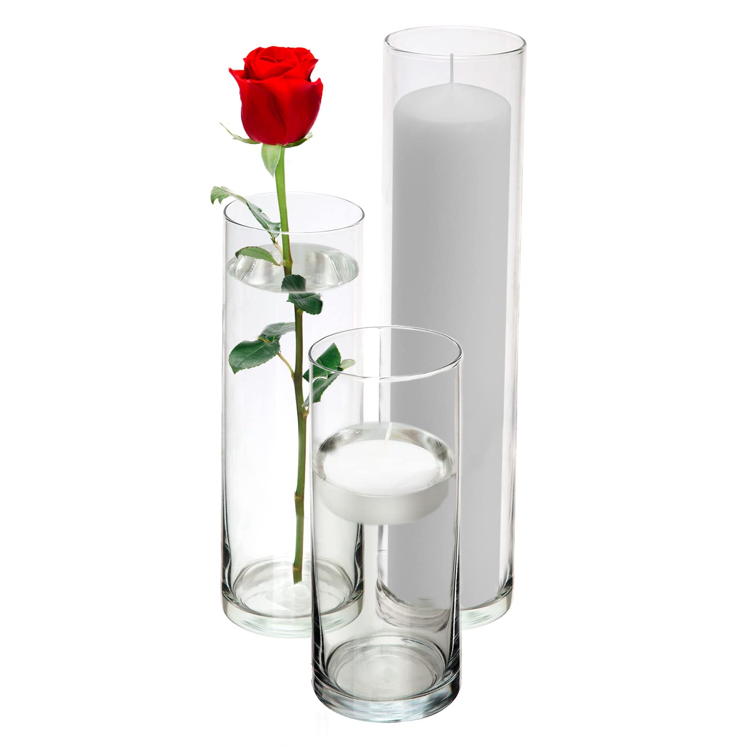 Royal Imports Glass Cylinder Vases Set of 3 Decorative Centerpieces for Home or Wedding by Royal Imports