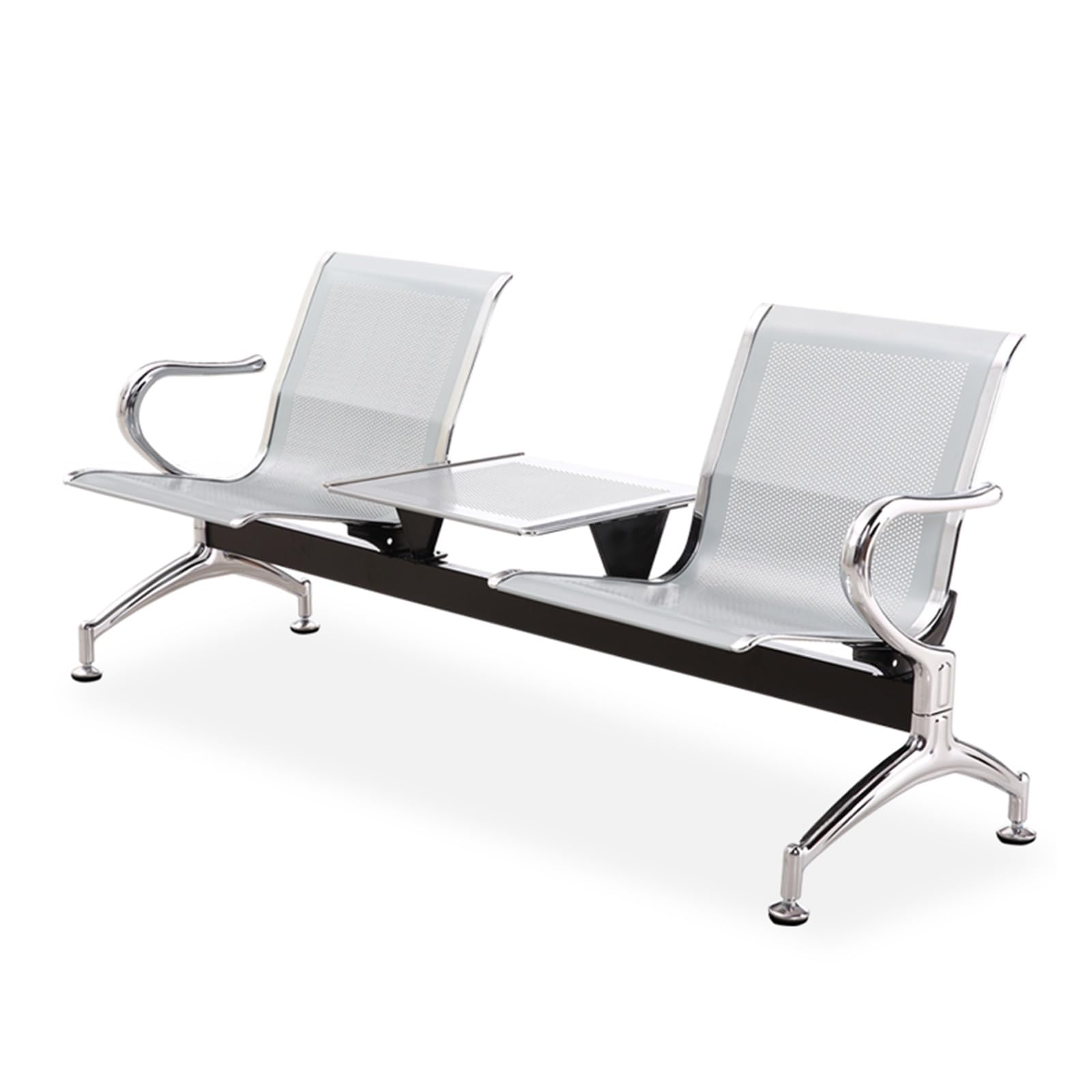 SaryEdge Airport Reception Bench Chair with Coffee Table & Arms - Comfortable Lobby Seating for Office, Bank, School, Barbershop - Durable Furniture,