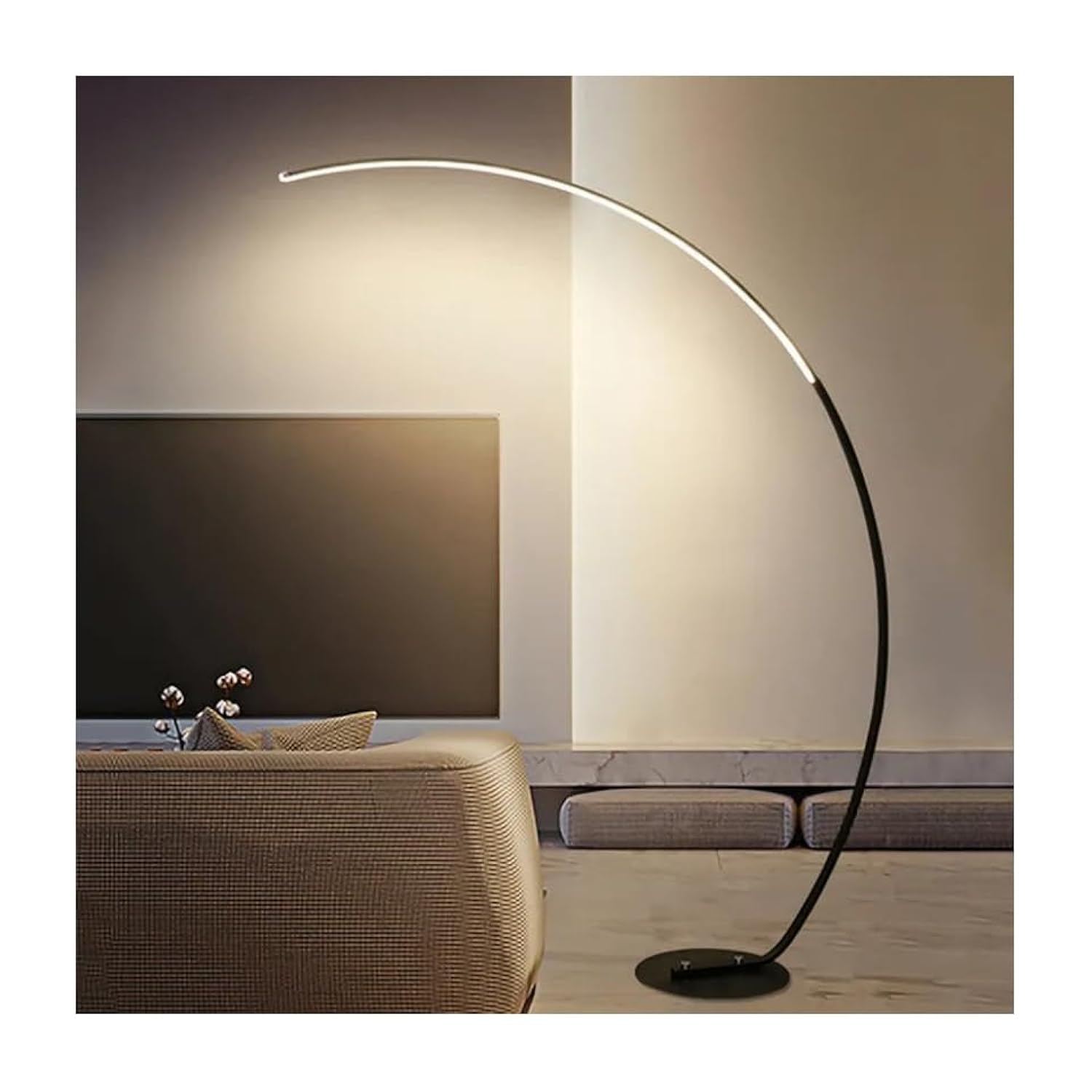 67" Floor Lamp, Tall Black LED Dimmable Modern Floor Lamp, Lunar Arc Floor Lamp, Ultra Bright 2000LM, 3 Color Temperature, Super Bright lamp in Living Room and office-3-way dimmable Intelligent,
