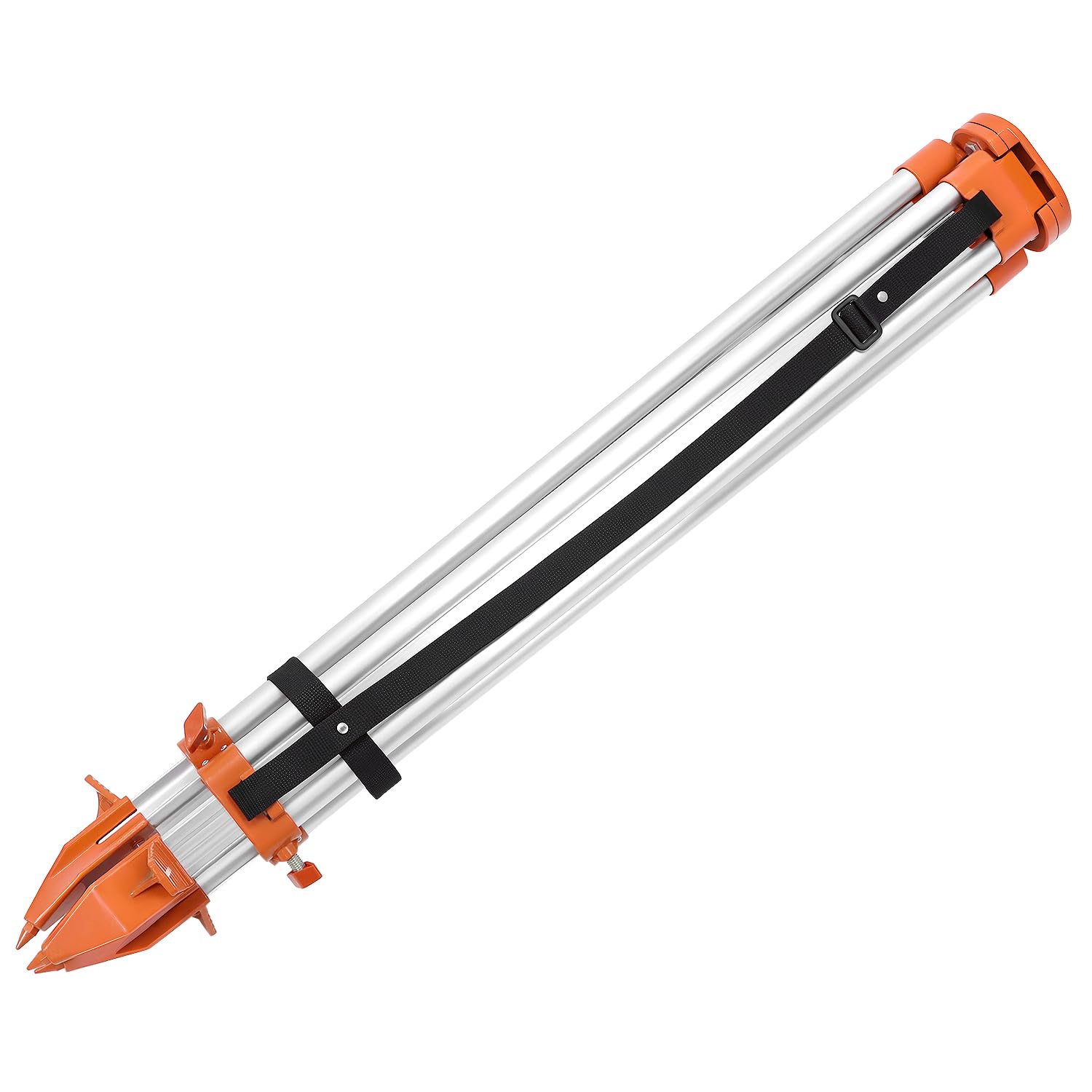QWORK Trípode de encuesta de aluminio – Trípode de contratista resistente con abrazadera rápida, trípode universal de nivel de tránsito, rosca de 5/8 x 11 pulgadas