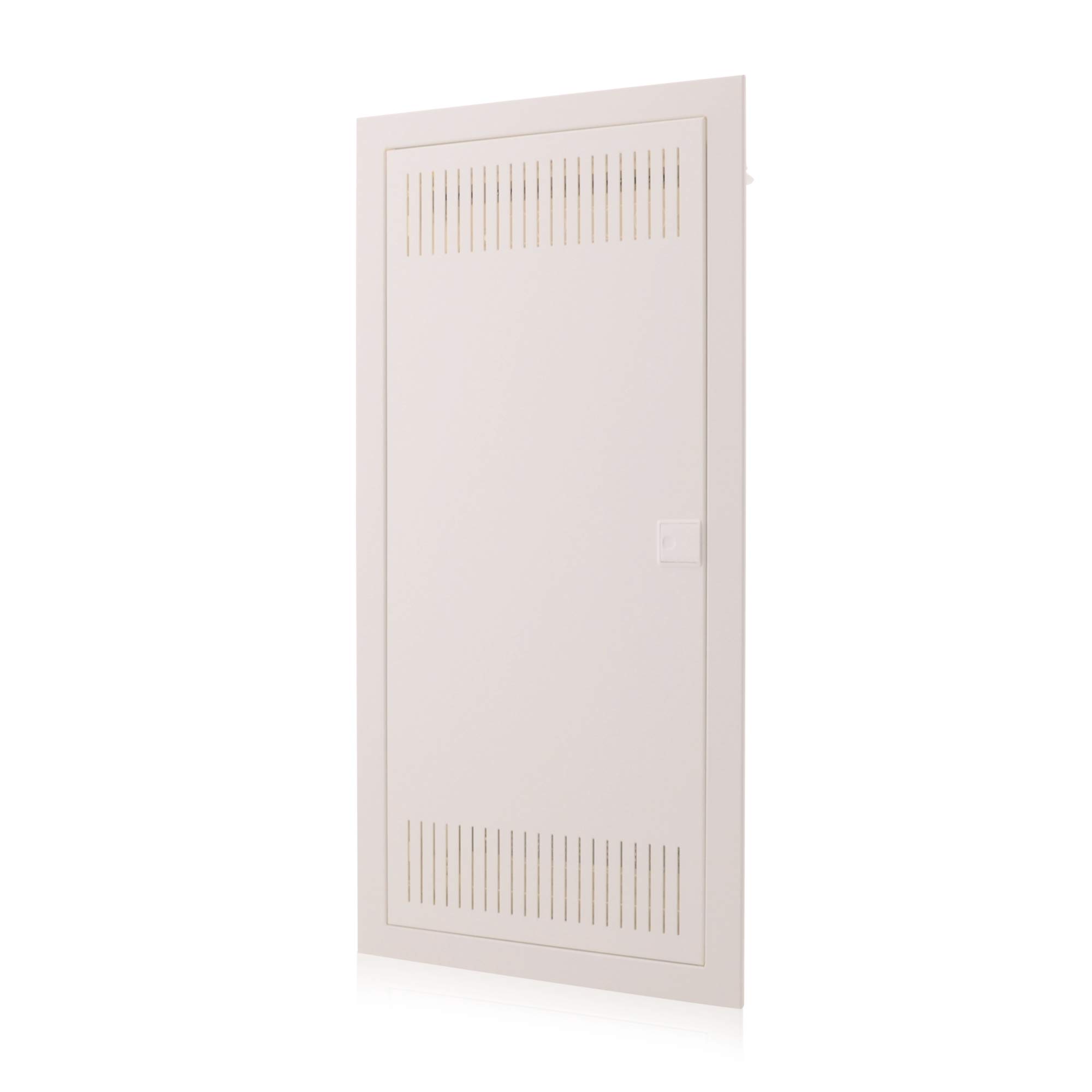 Intratec boîtier multimédia et tableau de distribution combiné encastré, IP30, 717 x 346 x 92 mm, 1 rangée, 12+2 modules, porte en acier blanc RAL 9003, répartiteur de communication