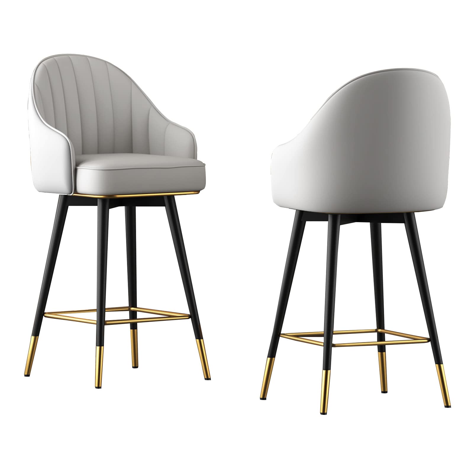 Lot de 2 tabourets de bar pivotants réglables avec support dorsal, tabourets de comptoir de cuisine et de pub, design gris moderne, hauteur de 65 cm/75 cm