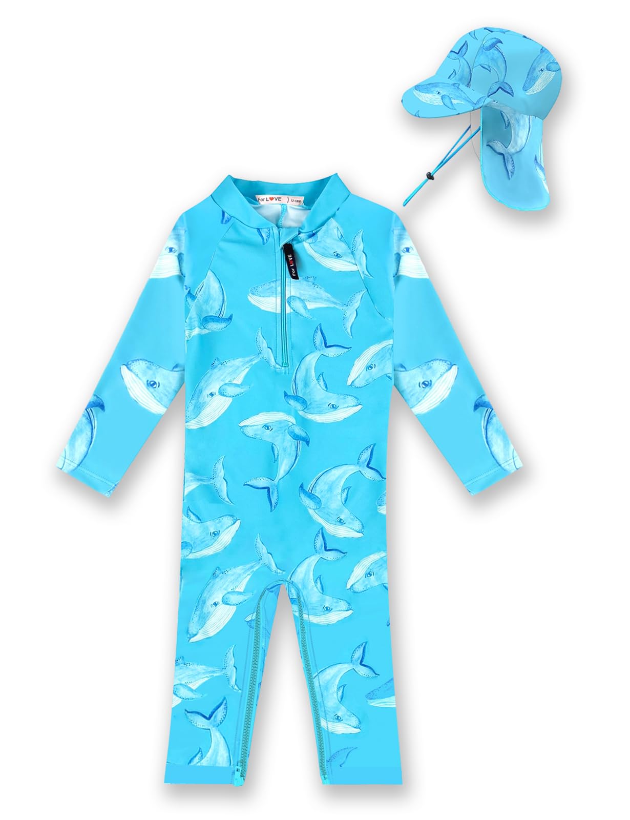 weVSwe Baby Toddler Boy Swimsuit Long Sleeve Baby Swimwear UPF 50+ Sun Protection Rash Guard Swimming Costume with Crotch Zipper 0-3 Years
