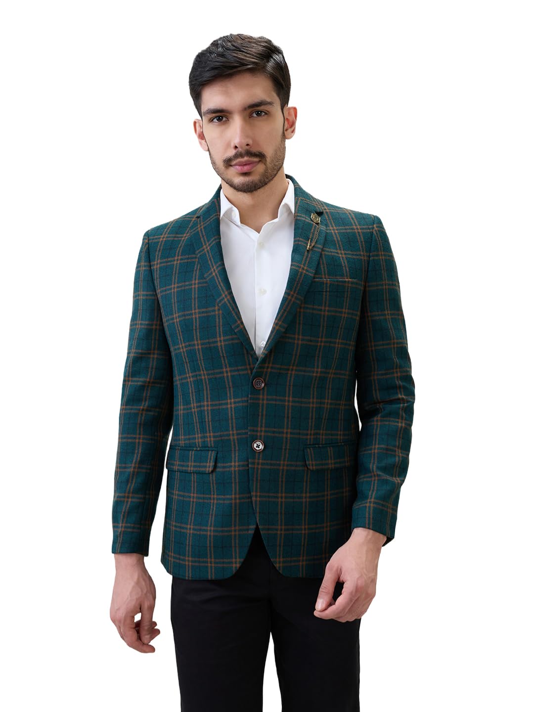park avenue Men Regular Fit Solid Pattern Poly Wool Blend Notch Lapel Full Sleeve Formal Blazer-picture-26