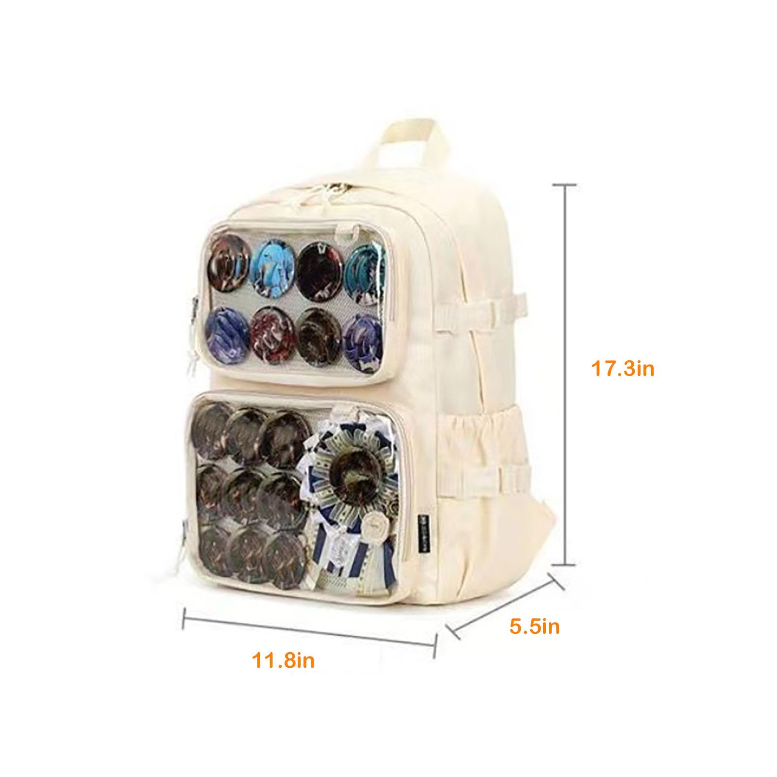 Ita Bag con finestre trasparenti per donne e adolescenti, zaino Kawaii JK Pin Display Zaino carino estetico grande zaino per la scuola casual zaino resistente Bookbag Anime Cosplay Regali