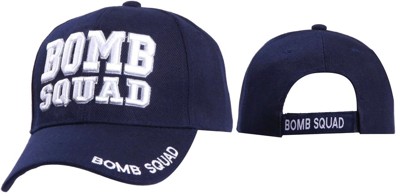 Bomb Squad - Bomb Disposal Special Units Uniforms Style Baseball Cap Hat Navy Blue with High-Density 3D Embroidery on front panel and across the bill, Adjustable