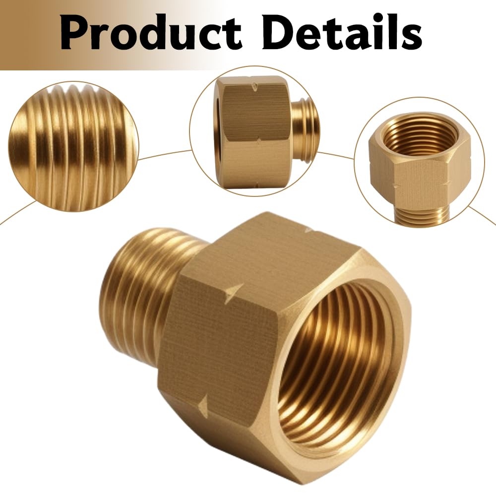 Lot De 3 Adaptateurs De Gaz GPL En Laiton, Filetage Intérieur 3/8" X Filetage Extérieur Gauche 1/4" En Laiton, Raccords De Tuyau De Gaz Pour Réchaud à Gaz, Réchaud De Camping