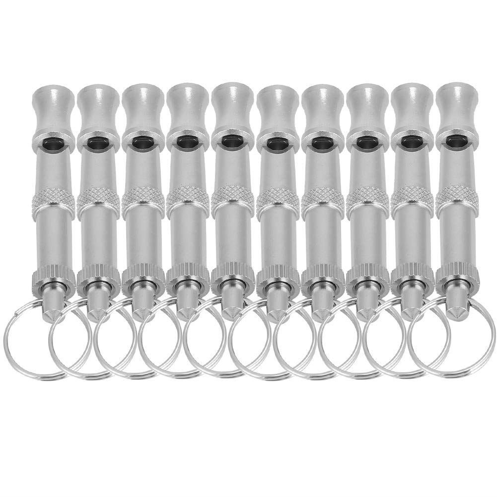 Ddewing 10PCS Dog Whistle,Adjustable Dog Whistle Trainer Dog Whistle to Stop Barking Neighbors Dog Stainless Steel Pet Training Supplies with Metal Suspension Loop
