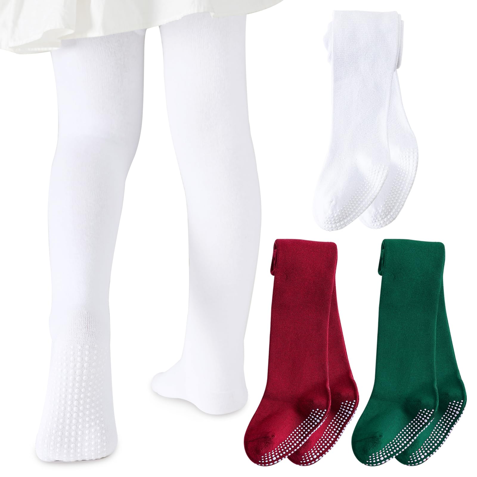 Baby Tights Non Slip Baby Girl Tights Plain/Shoe-Look Leggings Seamless Pantyhose Warm Cotton Leggings Non-Skid