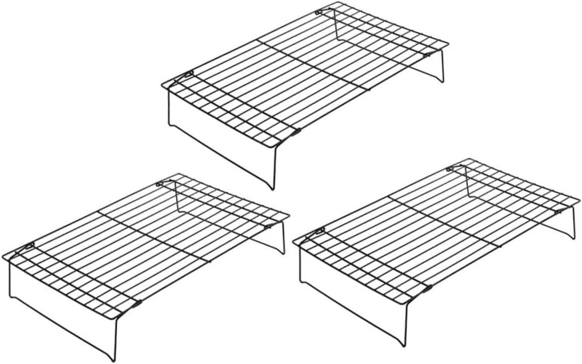 Cabilock 3Pcs Thickened Baking Rack Carbon Steel Cooling Rack for Bread Cookies Household Grilling Baking Accessory Stable Design