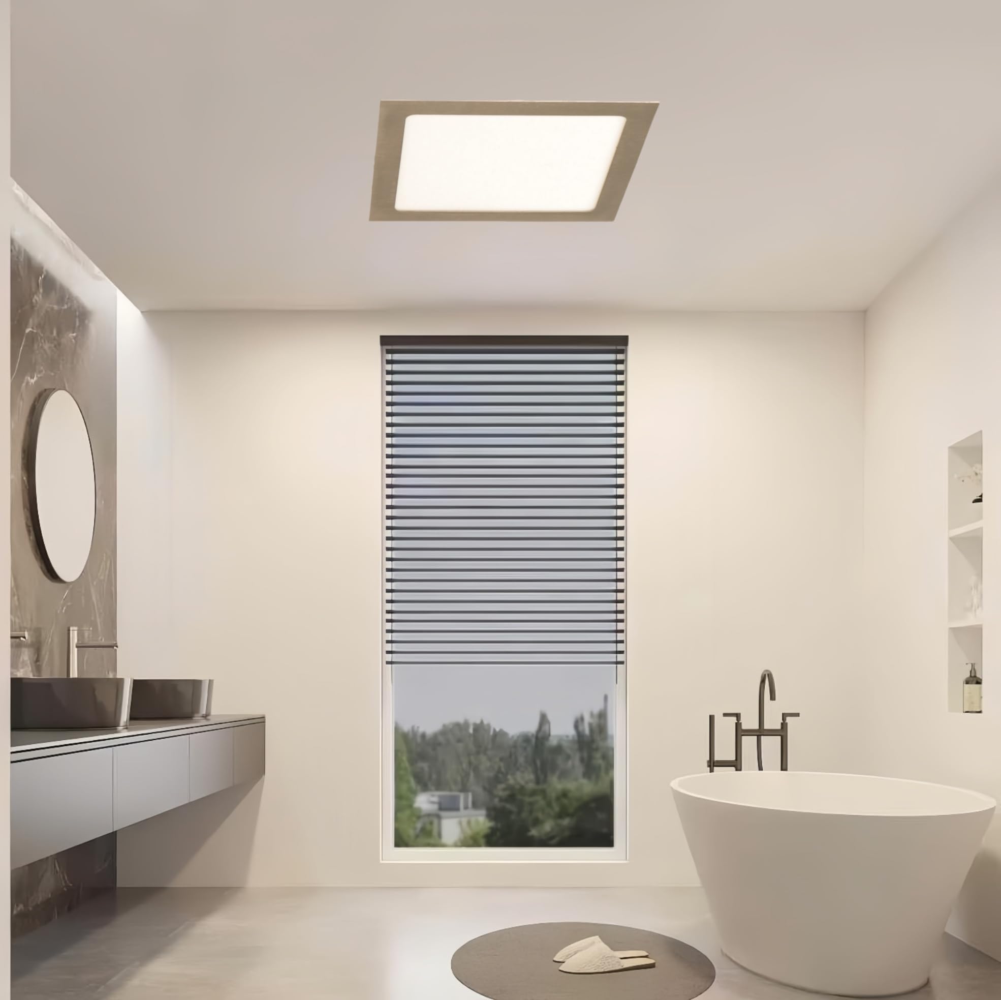 ONSSI Placa LED de Techo 20W 2000lm,Cuadrada 220x220mm Blanco Frío (CCT Regulable en Blanco-Neutro-Cálido) Panel LED Níquel Super slim Empotrado Downlight Led (Marco Plata)
