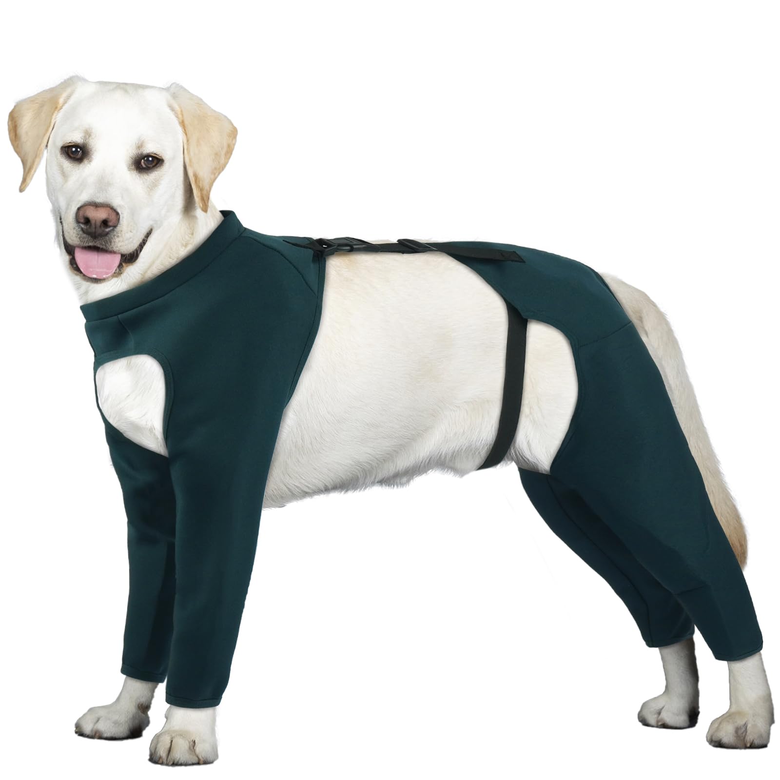 Hjyokuso Dog Leg Wound Protector for Large Dogs Green 3XL, Heavy Duty Front Leg Support Brace, Adjustable Dogs Anti-licking Sleeve, Thick Leg Surgery Scars