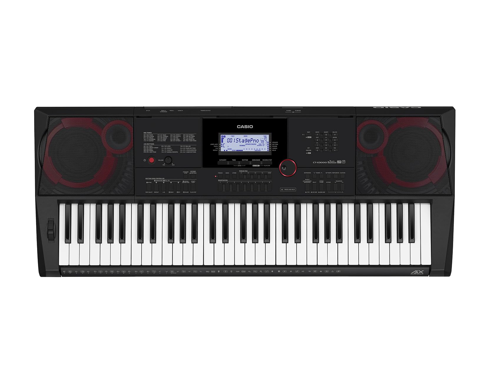 CT-X3000 – 61-Key Portable Arranger Keyboard | 800 Tones, 235 Rhythms, DSP Effects, 17-Track Recorder, USB MIDI, 12W Speakers, Phrase Pads, Aux In | Performance Power Anywhere