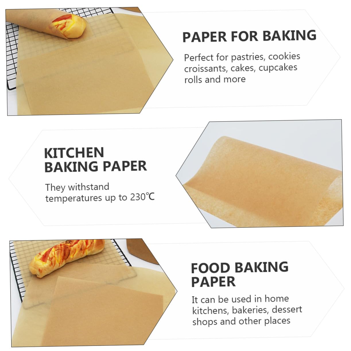 100 pièces Papier Cuisson Kraft Naturel Non Blanchies pour Barbecue Pâtisserie Cuisson Résistante Antidérapante Cuisine Sécurisée