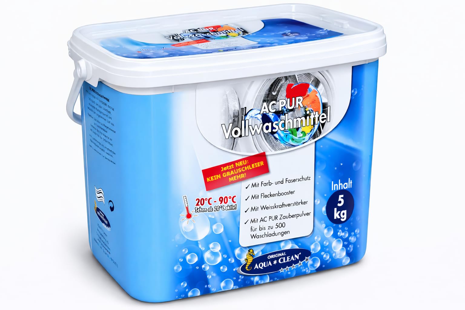AQUA CLEAN PUR Vollwaschmittel neu mit Anti-Grauschleier & Flecken-Booster 5kg