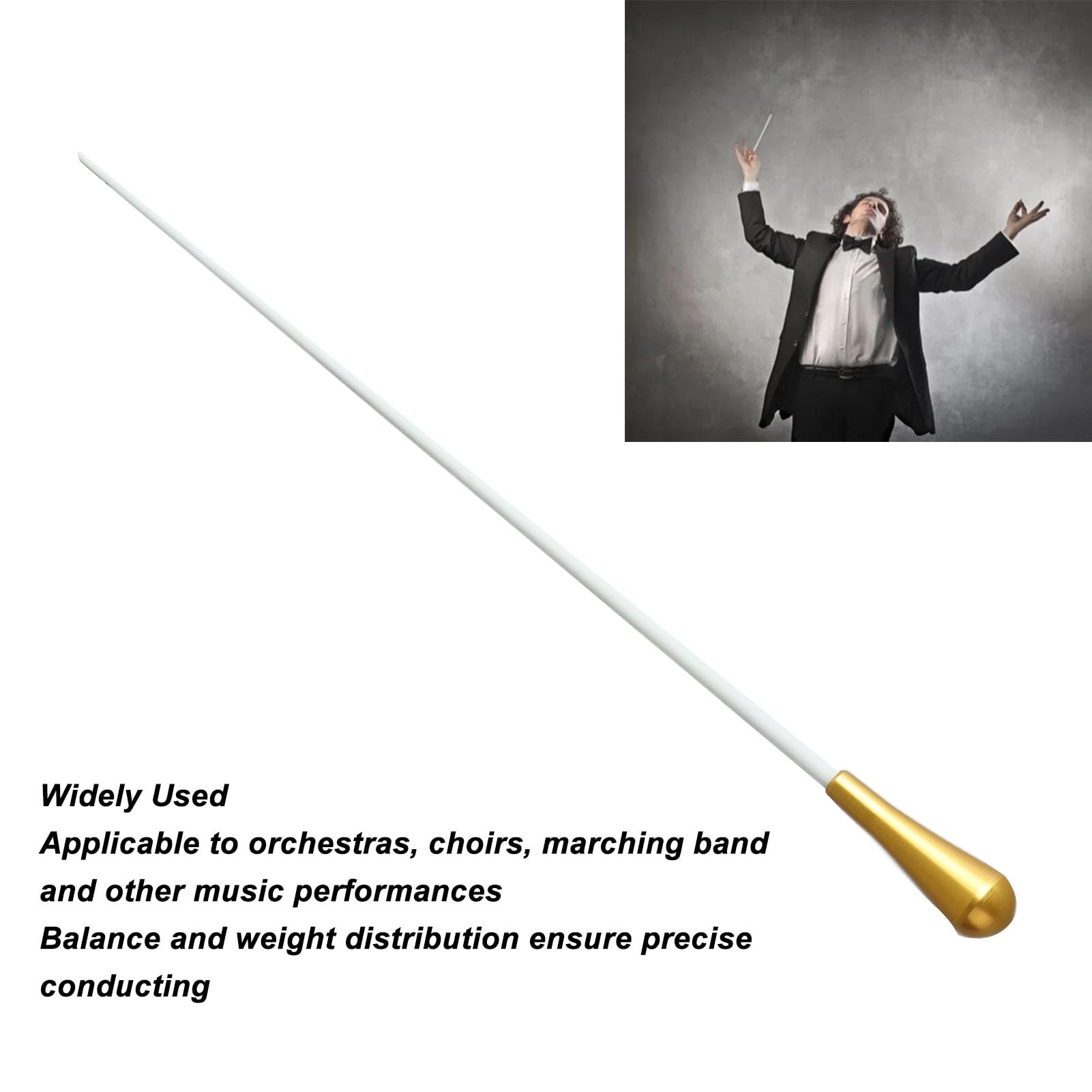 SENECESLI Dirigierstab aus Leichtem Metall für Orchester, Chöre und Bühnenaufführungen, mit Komfortablem Griff (GOLD)