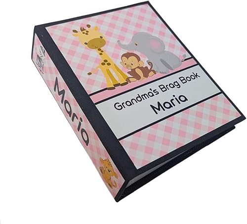 Jungle Photo Album A#244 4x6 or 5x7 Safari Baby Boy Personalized Gift Giraffe Elephant Monkey disponible en Yaxa Costa Rica