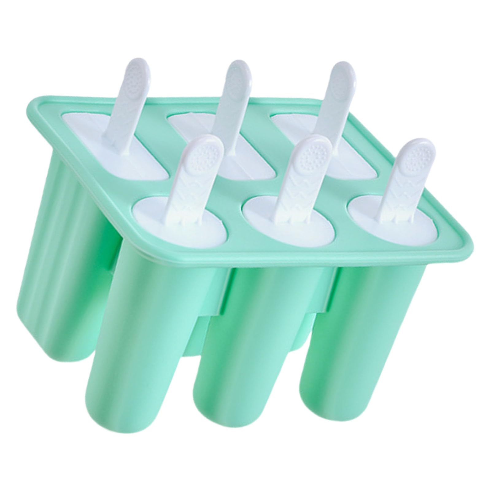 Buxuaaaa Silicone Ice Cream Molds with Stick for Popsicles Easy Releases 6 Compartments Ice Lolly Making Maker with Removable Stick