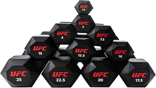 Miniatura 5 de UFC Octagon Dumbbells, Rubber Coated Steel Single Dumbbell sizes 12.5 to 25kg Weights Home Gym