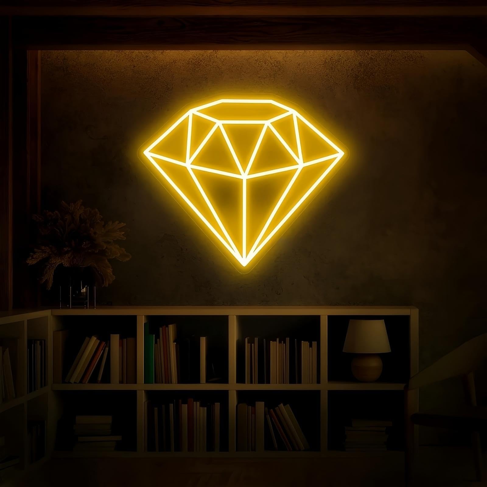 Diamond Neon Sign for Wall Decoration,Adjustable Brightness Beach Wave LED Sign Night Light for Man Cave Bedroom, Wedding, Living Room, Party, Bar, Office Decoration