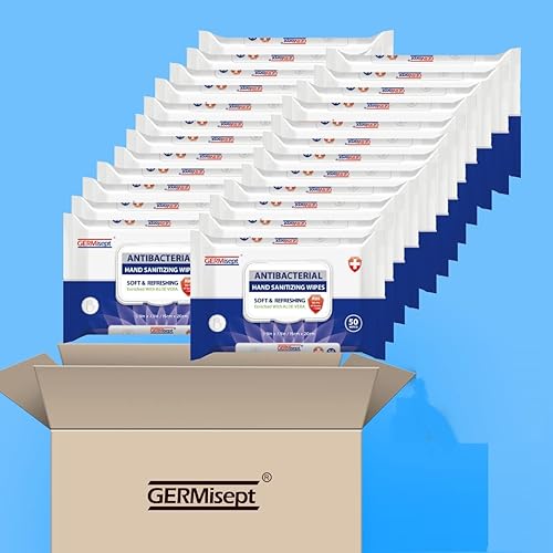 Germisept Toallitas desinfectantes antibacterianas para manos a granel (50 unidades x 24 paquetes 1200 toallitas))