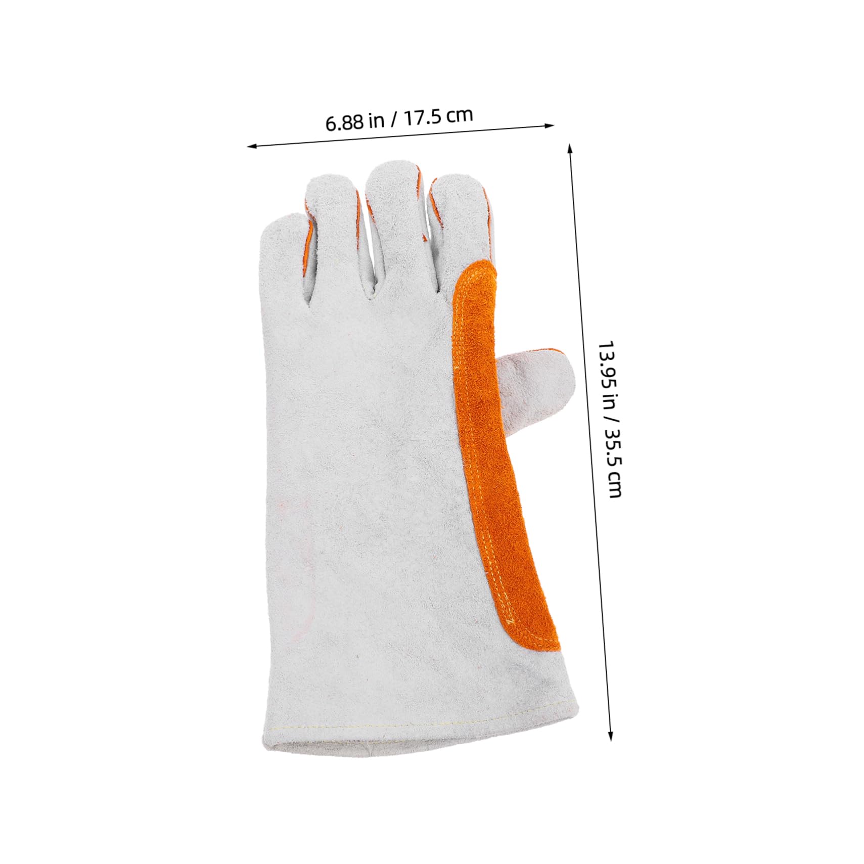 Mikikit Long Sleeve Welding Gloves Cut Resistant Cowhide Gloves for Welding Handling Metalworking Heat Resistant White