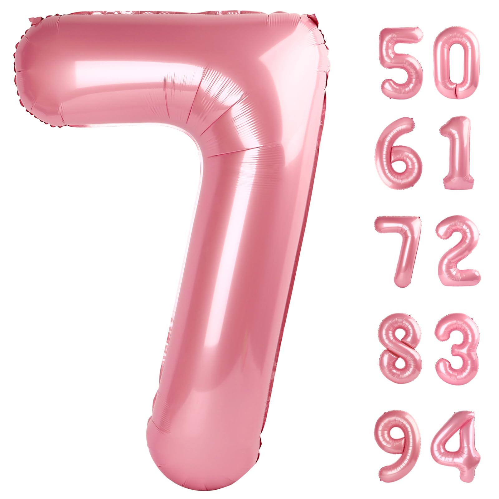 Pastel Pink 7 Balloon - Number Balloon 40 Inch, 7th Pastel Pink Decorations