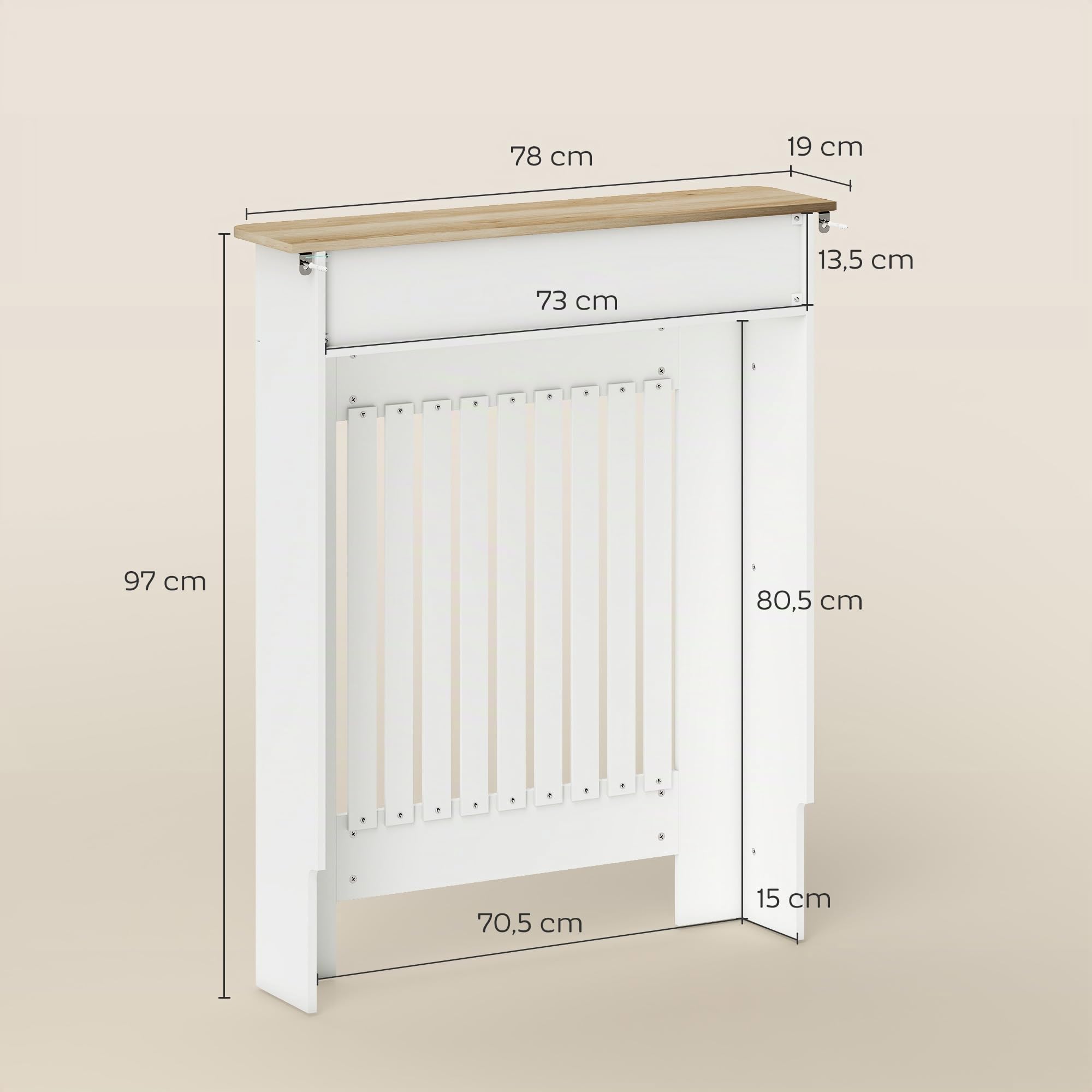 HOMCOM Cache-radiateur avec Tiroir de Rangement 78 x 19 x 97 cm Blanc