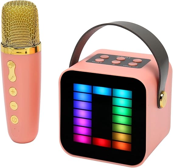 Mini Karaoke Machine Set, RGB Pickup Light Handheld Karaoke Speaker