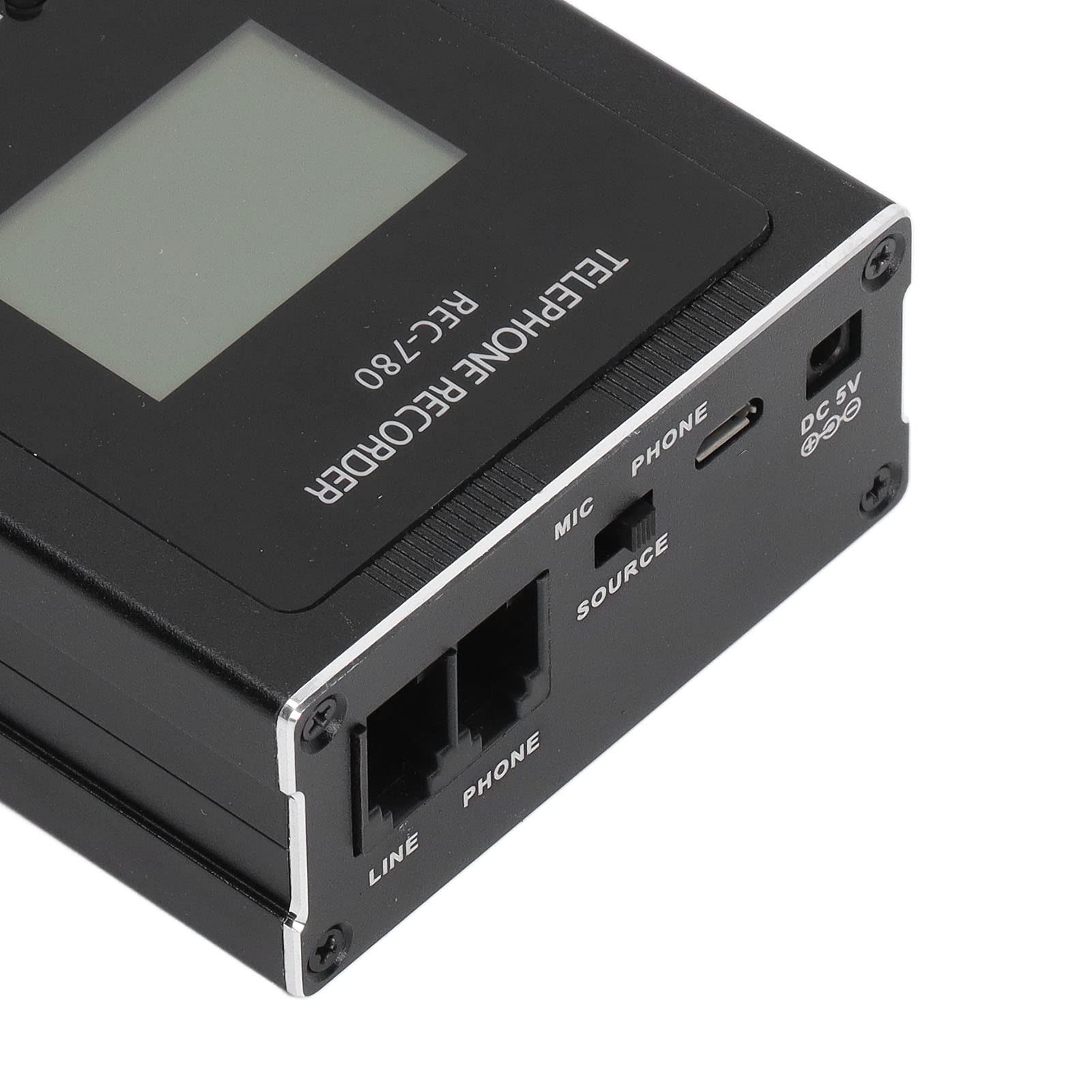 Dispositivo de Grabación Telefónica, Grabadora de Llamadas Telefónicas Fijas 100-240V Buena Compatibilidad Pantalla de Fecha y Hora de Aleación de Aluminio para Uso Doméstico (Enchufe de la UE)