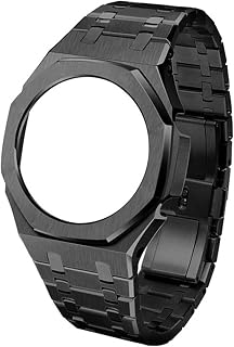 YINGHU GA2100 3rd Generation Casioak Mod All Metal Watch Bezel Strap GA2110 Watch Band for GA2100/2110 Replacement Accessories (Color : Black A)