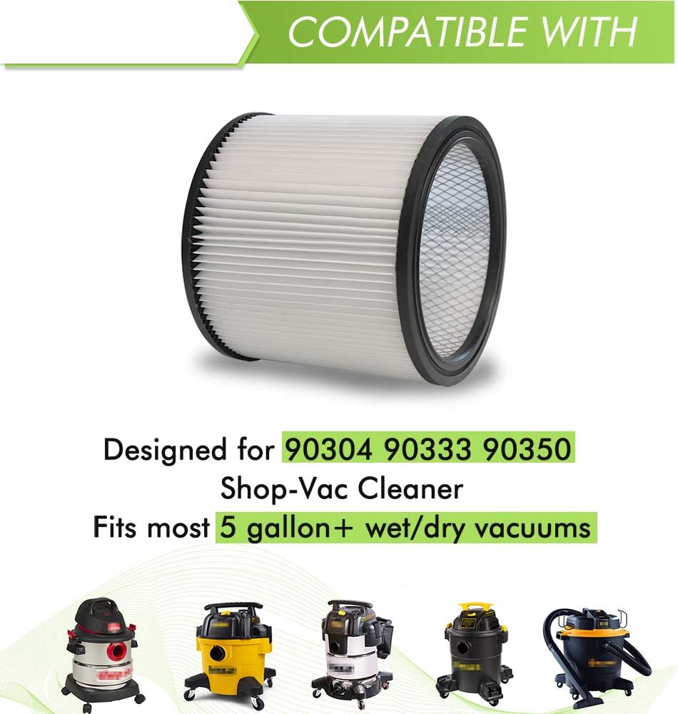 Filter for Shop Vac 90304 90350 90333 9030400 903-04-00 Vacuum Cleaner Replacement Filter for 5 Gallon and Larger We & Dry Vacuum Filter : Tools & Home Improvement